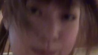 Japanese teen cutie massages cock with feet before riding