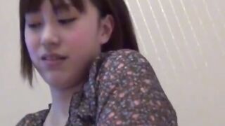 Japanese teen cutie massages cock with feet before riding