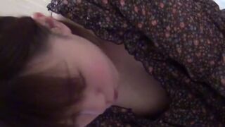 Japanese teen cutie massages cock with feet before riding