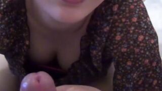 Japanese teen cutie massages cock with feet before riding