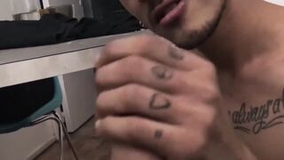 Straight guy sucks big rock hard cock before bareback fuck