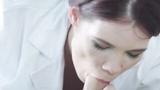 Redhead woman specialist Bailey D rides her patients hard rooster