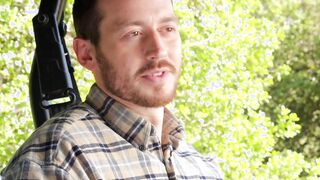 Hunky gay rides his friends cock raw after blowjob outdoor