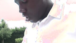 Young Eurobabe outdoor blows cock before interracial banging