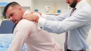 Hunk in suit gives blowjob before vigorous analpounding