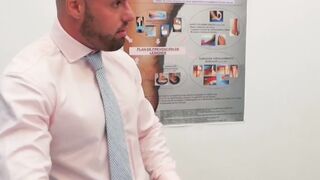 Hunk in suit gives blowjob before vigorous analpounding