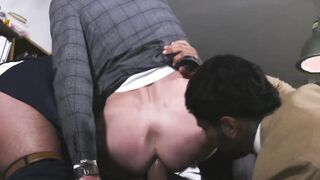 Four gays in suits anal fucking and cumming