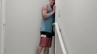 Jock jerks off and his buddy gives oral pleasure