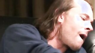 Rough stud jizzing hard after furious big cock masturbation