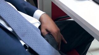 Suit and tie worker has his ass railed after sucking cock