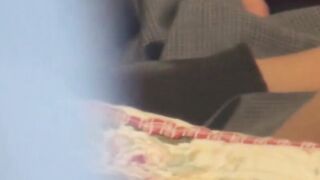 Japanese bitch plays with her hairy pussy on secret tape