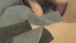 Japanese bitch plays with her hairy pussy on secret tape
