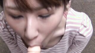 POV amateur video of Japanese babe sucking a dildo