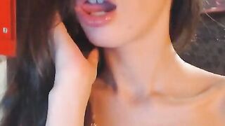 Sucking and fucking a dildo and loving it alot