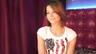 Russian amateur babe in crop top posing on webcam
