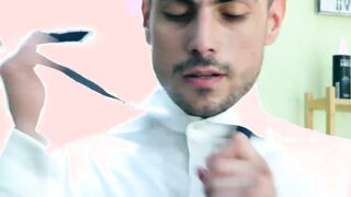 Bearded entrepreneur Miguel Angel slamming a barbershop bareback