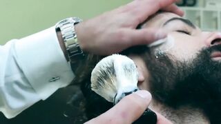Bearded entrepreneur Miguel Angel slamming a barbershop bareback