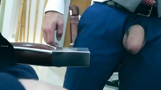 Bearded entrepreneur Miguel Angel slamming a barbershop bareback