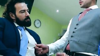 Bearded entrepreneur Miguel Angel slamming a barbershop bareback