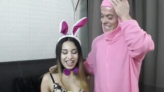 Costumed babe Roxy Lips ass fucked after sucking cock