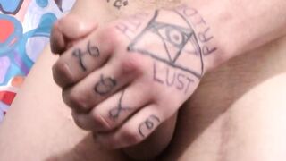 Creamy cum dripping seductively from sexy thug Chad Turner