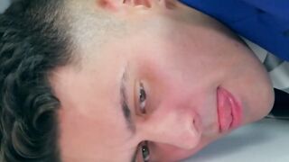 Desk hunk After blowing his boss Robbie Rojo starts hard drilling
