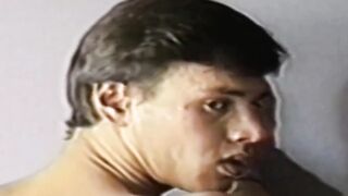 Retro homos butt fuck and jerk each other off with joy