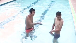 Latin twink rawpounded after sucking cock at an outdoor pool
