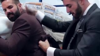 Classy studs go to the warehouse for hardcore analhammering