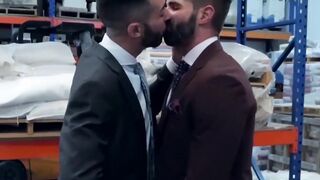 Classy studs go to the warehouse for hardcore analhammering