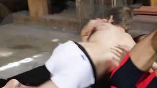 Cute gay Corey Law and Miguel Alves fought hard and plowed raw