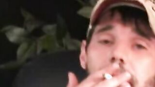 Inked amateur fondles his balls and jerks off until he cums