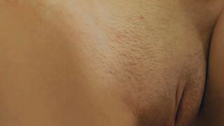 Cute with dark skin and tender butts gently strokes her own body