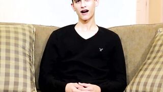 After the interview Twink will not stop jerking off