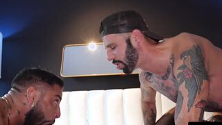 Cutler X and Romeo Davis ravage Brock Banks hungry holes with relentless ass pounding