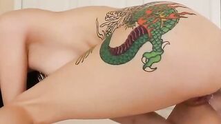 She fucks her tight pussy with a dildo