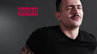 Tattooed man anal fucking bro in doggy position