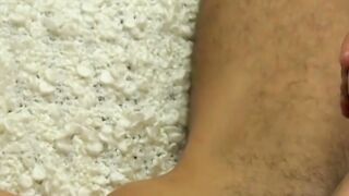 Thin fella takes his underwear off and wanks after interview