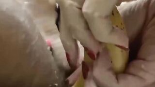 Lesbian GILF gets into a food fight with her sexy friend