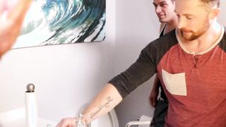 Skinny guy drills his boyfriends best friend up the rear