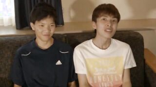 Japanese dollface pulls his dick while being anally pounded