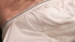 Hairy amateur jerks off after an interview and orgasms solo