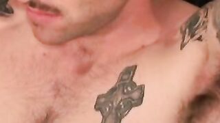 Hairy amateur jerks off after an interview and orgasms solo