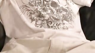 Hairy amateur jerks off after an interview and orgasms solo