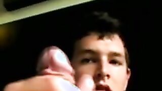 Young amateur stud showers himself and strokes his hard cock