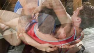 Pretty wrestler jock Troy Vara rides James Huck big cock