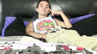 Talked with twink Marcus Streams toys his butt and jerks off