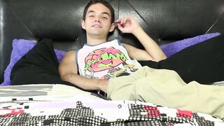 Talked with twink Marcus Streams toys his butt and jerks off