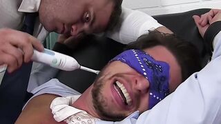 Blindfolded and tied up gentleman gets a feet tickling
