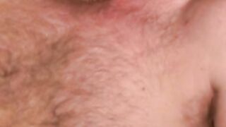 Hairy old man shoots jizz after wanking cock solo